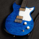 Harmony Rebel Guitar Transparent Blue Flame Maple with Mono Bag