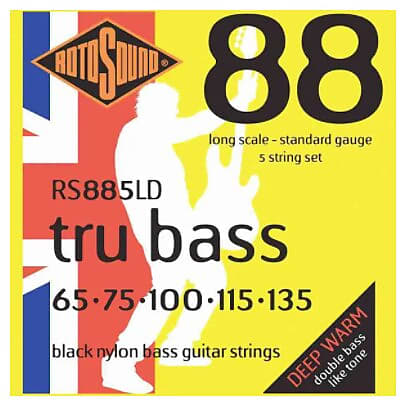 Rotosound RS885LD Black Nylon Flatwound Bass Guitar Strings - 5 Strings image 1