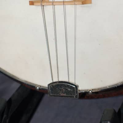 1956 Harmony Model 8005 Tenor Banjo "Reso-Tone" Pro Setup Mottled Walnut Original Case image 3