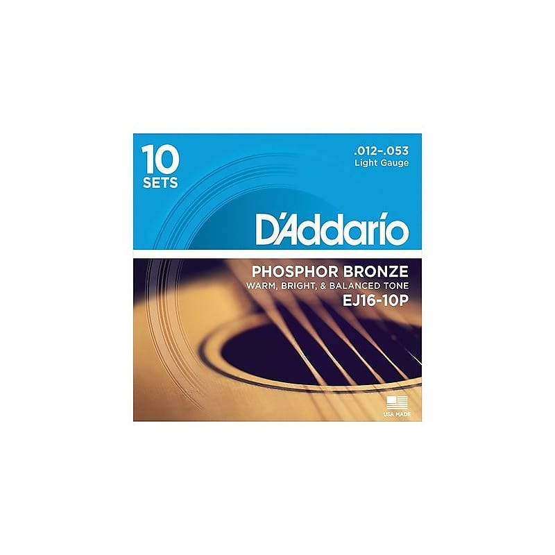 D'Addario cordes guitare acoustique, 12-53,EJ16 Ph.Bronze, light