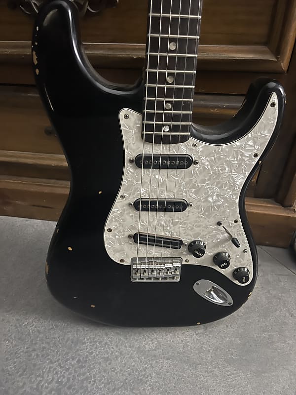 1979 Fender Statocaster s912614 Black with rosewood neck and pearl pick guard and  inlay image 1