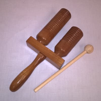Wooden Double Agogo  Guiro with Mallet image 1