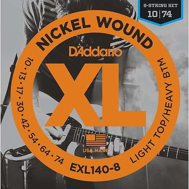 D'Addario EXL140-8 Nickel Wound 8-String Electric Guitar Strings, Light Top / Heavy Bottom Gauge image 1