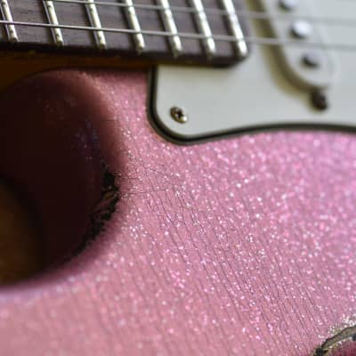 American Fender Custom Stratocaster Relic Nitro Faded Pink Sparkle image 8
