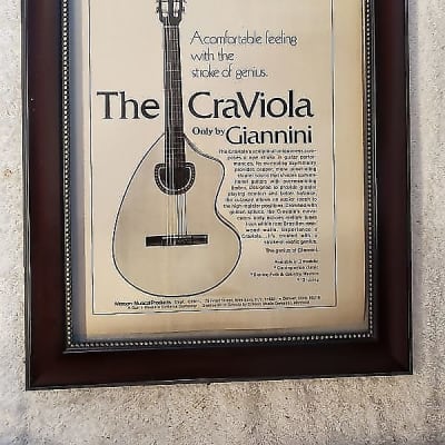 1974 Giannini Guitars Promotional Ad Framed CraViola Acoustic Guitar Original for sale