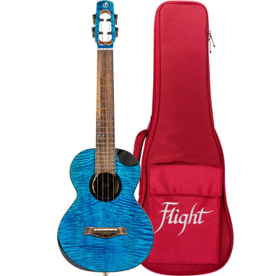 Flight Comet EQ-A Blue Tenor Ukulele New - solid stained flamed maple top image 2