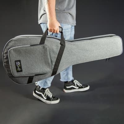 Lindo Acoustic Travel Guitar Eco Hard Case | Plush Lined with Storage Pockets | Sustainable and Eco-Friendly | Designed in The UK | Grey Fabric Finish (Guitar NOT Included) image 3