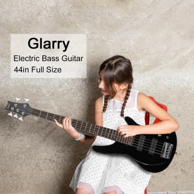 Glarry 44 Inch GIB 5 String H-H Pickup Laurel Wood Fingerboard Electric Bass Guitar with Bag and other Accessories 2020s - Black image 3