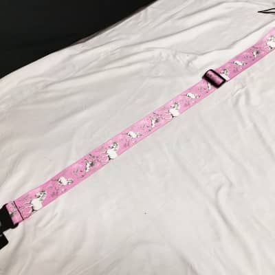 PERRI's White Unicorns on Pink polyester Guitar STRAP - new - 2" wide image 3