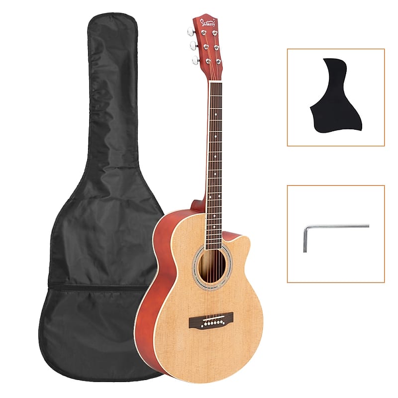 New Glarry GT501 40 Inch Cutaway Auditorium Acoustic Guitar Matte Spruce Front Folk Burlywood image 1