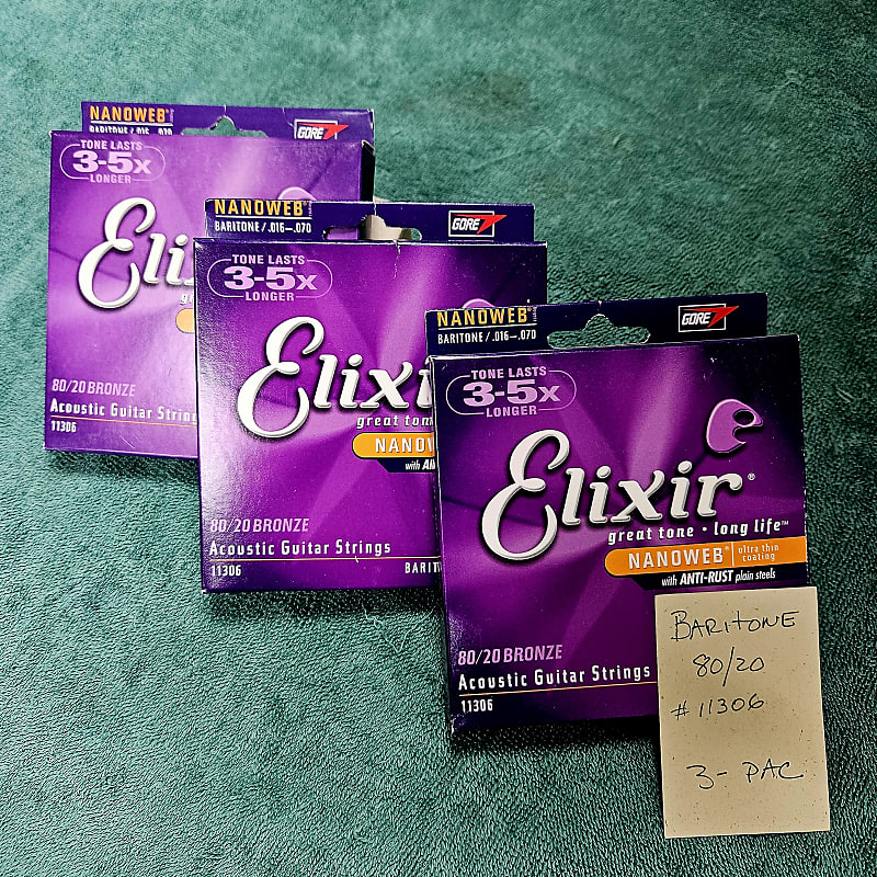 Elixir 3 Pac Elixer Acoustic Baritone #11306 80/20 2023 - | Reverb