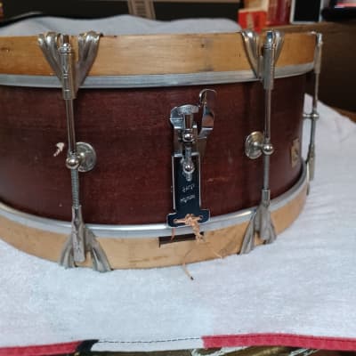 WFL  Custom  snare drum 15x5 1958 Mahogany image 3