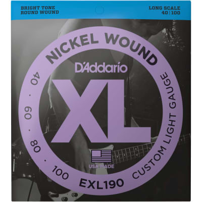 D'Addario EXL190 Custom Light, Nickel Wound Bass Guitar Strings, 40-100 image 2