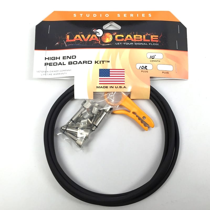 Lava Cable Solder-Free Pedal Board Kit - R/A - 10' - Black - Nickel Plugs image 1