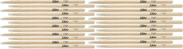On-Stage Stands Maple Drumsticks 12-pair - 7A - Nylon Tip (3-pack) Bundle image 1