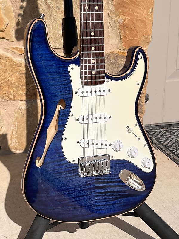 Warmoth Partscaster ~ Bob Hartman Custom Semi Hollow Blue ~ Reverb 3793