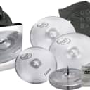 Sabian QTPC504 Quiet Tone Cymbal Pack w/ 14'' Hi Hats, 16'' Crash, 18'' Crash, 20'' Ride Cymbal w/ Bag, Large T-Shirt, Cloth