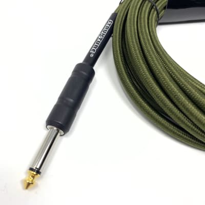 Strukture SC186MG 1/4" TS Woven Instrument Cable - 18.6' Military Green (new black wraps on plugs) image 2