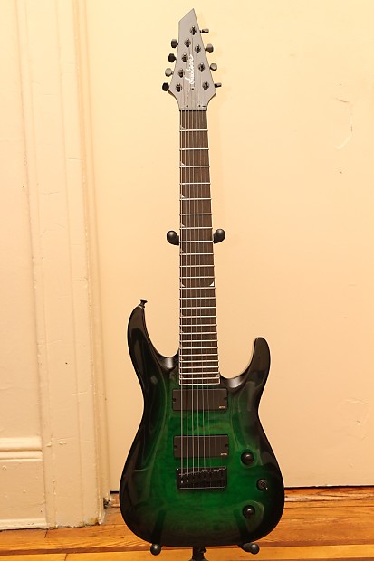 Jackson SLATFXQMG 3-8 Soloist 8 string emg 808 hard tail Trans Green Burst  electric guitar