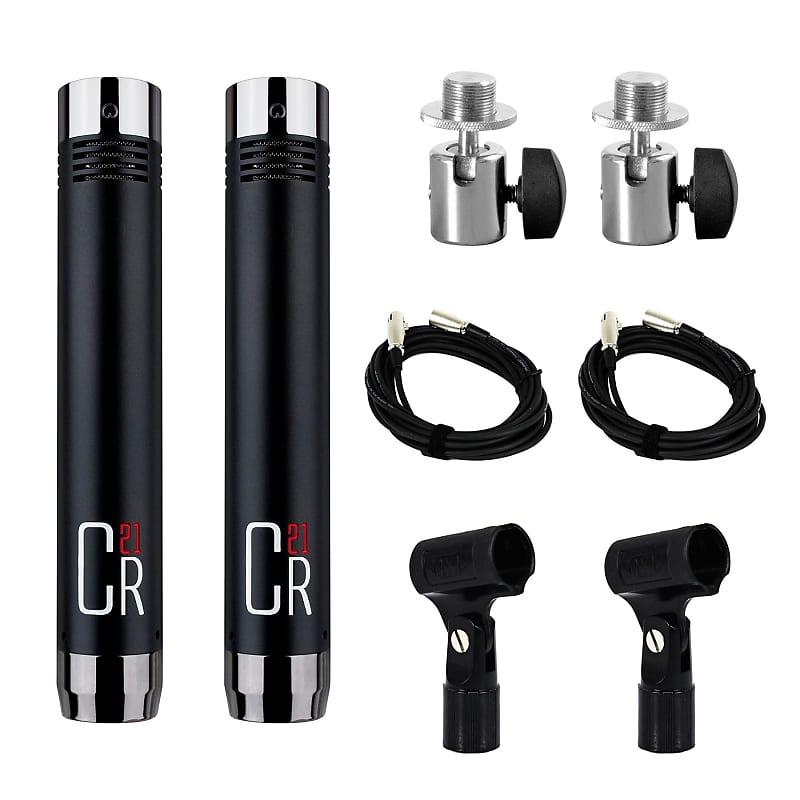 MXL CR21 Microphone Stereo Pair w/ 2 Ball Joint Adapter & 2 Cables Bundle image 1