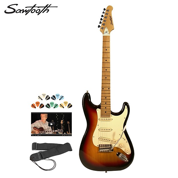 Sawtooth Sunburst ES Series Electric Guitar w/ Vintage White