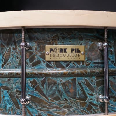 Pork Pie Brass Patina Snare Drum - 13" x 7" image 3