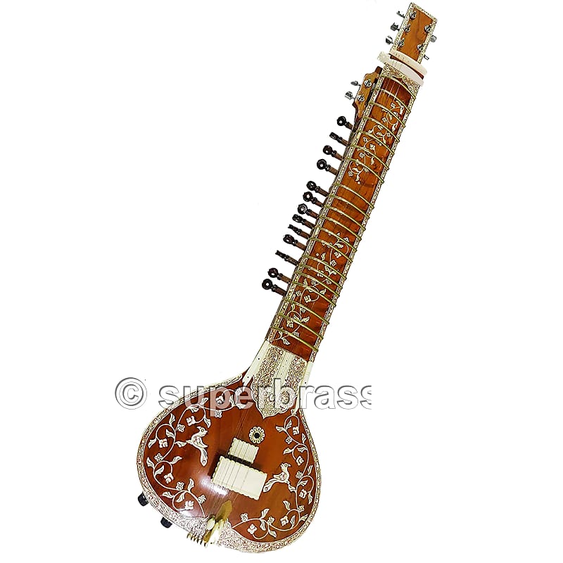 Gorgeous Pro-Grade Acoustic Electric Indian SITAR. Extensive Inlay Work. Full Cedar. Excellent Sound image 1