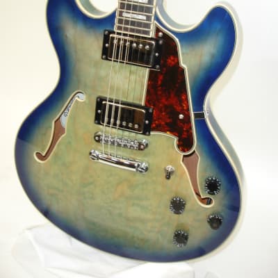 D'Angelico DAPDCBLBCSCBEX Premier Series DC Boardwalk Semi-Hollow Electric Guitar, Blue Burst image 3