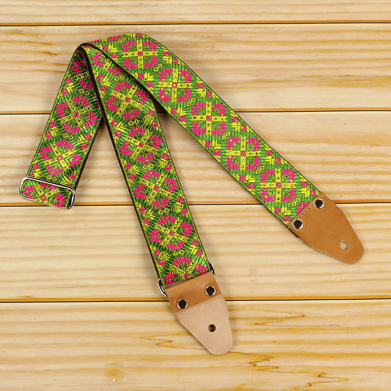 Guitar Strap, Hippie Strap for Guitar and Bass, green and Reverb