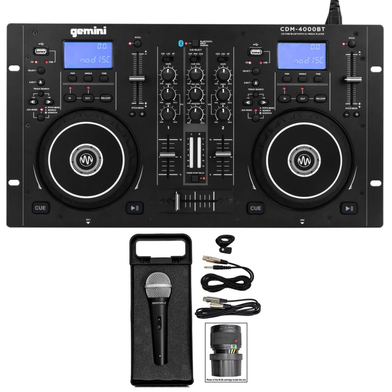 Gemini CDM-4000BT Dual DJ CD/USB Media Player/Mixer+Portable