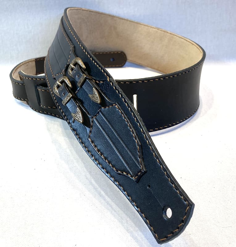 WIZARD LEATHER black leather/twin buckle, st166 | Reverb