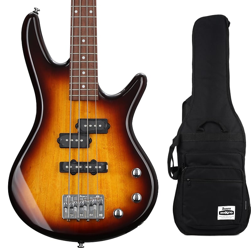 Ibanez Mikro Gsrm20 Bass Guitar And Gig Bag Brown Sunburst Reverb