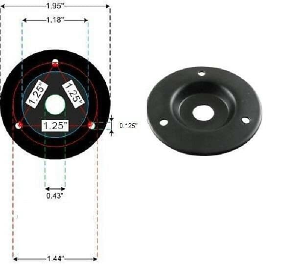 4 Pack 2 Inch Round Black Metal 1/4" Speaker Jack Plates Reverb