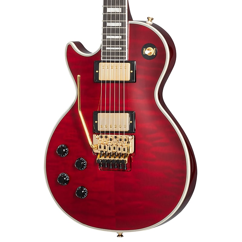 Epiphone Alex Lifeson Signature Les Paul Custom Axcess Left-Handed Guitar - Quilt Ruby image 1