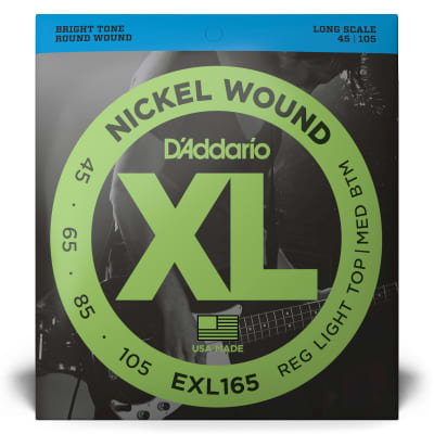 D'Addario EXL165 XL Nickel Wound Custom Light Long Scale Electric Bass Strings (45-105) image 2