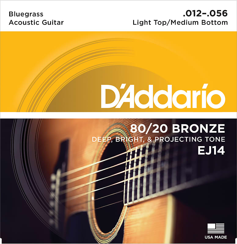 3 Sets EJ14 80/20 Bronze Acoustic Guitar Strings, Light Top / Medium Bottom / Bluegrass Gauge 12-56 image 1