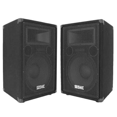 Pair of Premium 12" PA/DJ Speaker Cabinets with two Tripod Speaker Stands image 2