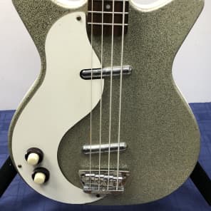 Danelectro DC 59 Reissue Bass Left Handed Lefty Silver Sparkle Electric Bass image 4