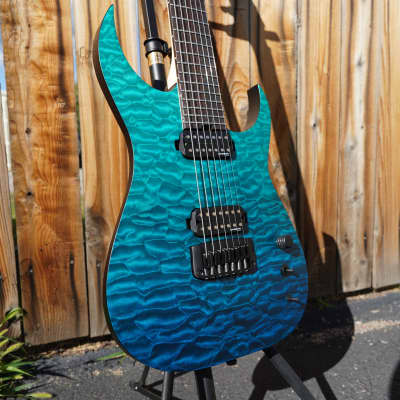 Schecter USA CUSTOM SHOP Keith Merrow KM-7 Hybrid  - Blue Green Fade 7-String Electric Guitar w/ Black Tolex Merrow Case (2023) image 5