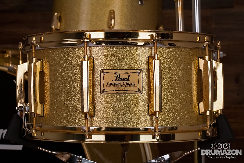 PEARL CUSTOM CLASSIC SERIES 14 X 6.5 HAMMERED BRASS SNARE DRUM, MADE I –  Drumazon