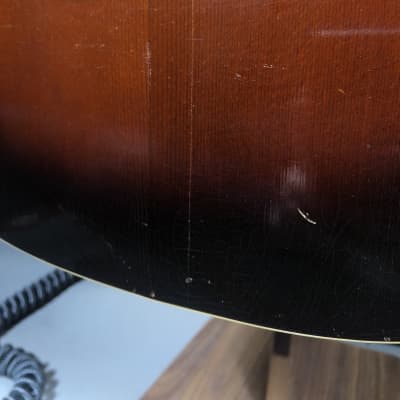 Unbranded Parlor Acoustic Guitar 1940's-1950's Sunburst image 7