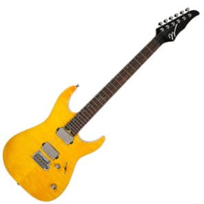 Wildwood WD-DTM Lemon Yellow Flame Maple Top Humbucker 24Fret 24F Stratocaster Strat Electric Guitar for sale