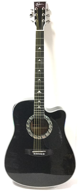 Esteban black silver acoustic electric outlet guitar