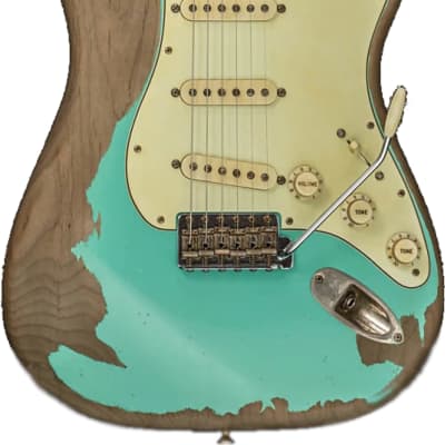 Xotic California Classic XSC-1 Custom Shop Electric Guitar, Roasted Flame Maple Fingerboard, Sea Foam Green for sale