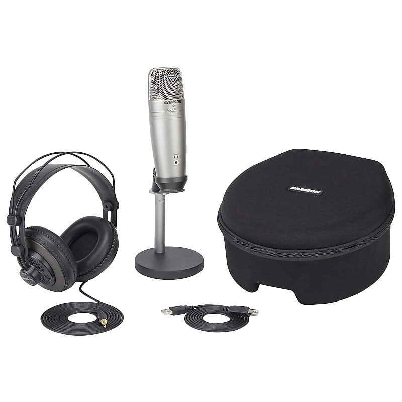 Samson C01U Podcast Pack w Pro USB Studio Condenser Microphone, Headphones, Case image 1