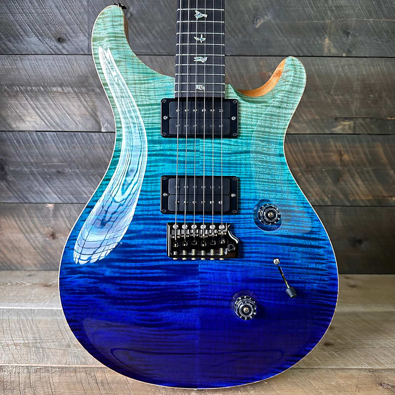 PRS Custom 24 Wood Library Flame Maple 10-Top  Torrefied Maple Neck African Blackwood FB - Blue Fade 363813 image 1