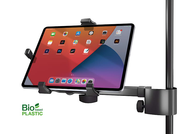 K&M 19743 Biobased Universal ClampOn Mic Stand Tablet Holder Reverb