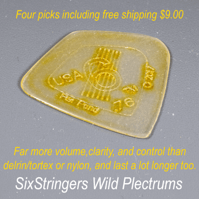 .76mm Acoustic Guitar Picks - SixStringers Inc. Wild Plectrum Polycarbonate (4 picks) Free Shipping image 1