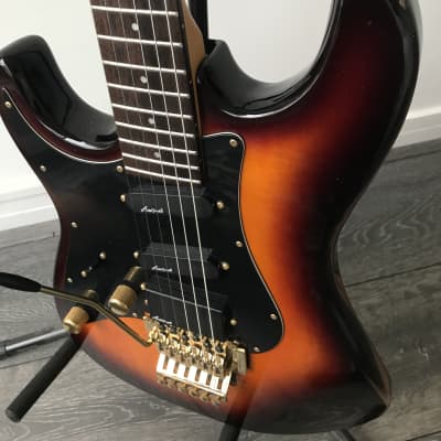 1993 Aria Pro II Strat Sunburst Maple top left handed image 9