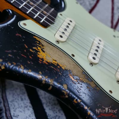 Fender Custom Shop 1959 Stratocaster Dark AAA Rosewood Board Super Heavy Relic Black over 3 Tone Sunburst 7.35 LBS image 9